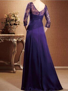 Jade Couture Mother of Bride Gown Sz 10 Lace Chiffon Formal Evening Maxi Dress
